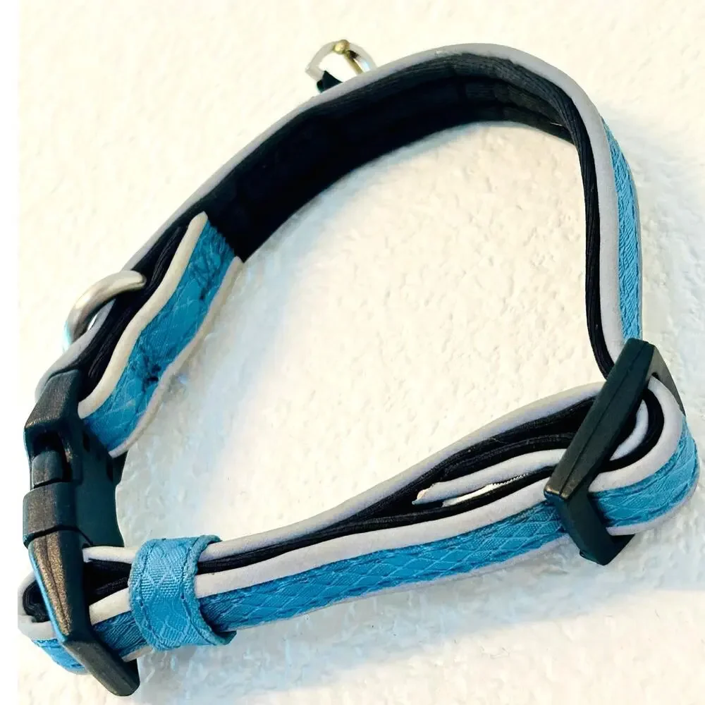 KONG Comfort Padded Reflective Dog Collar Blue Size Small 10-14